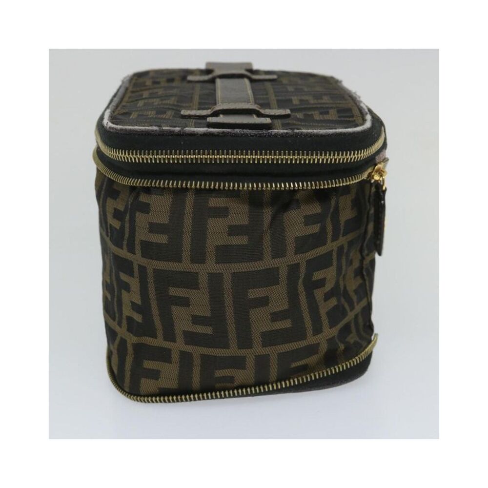 Pre Loved FENDI  Zucca Canvas Vanity Cosmetic Pouch Black Brown Auth yb401 - Picture 3 of 10